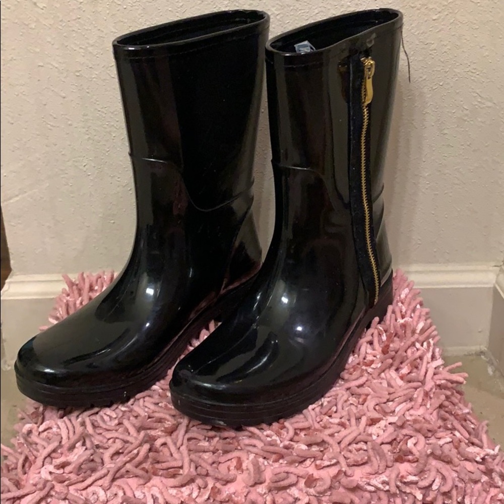 Black Rain Boots w/ Gold Detailing